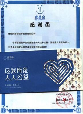 海伦钢琴通过壹基金与宋庆龄基金会支持公益 - 江苏省慈善总会